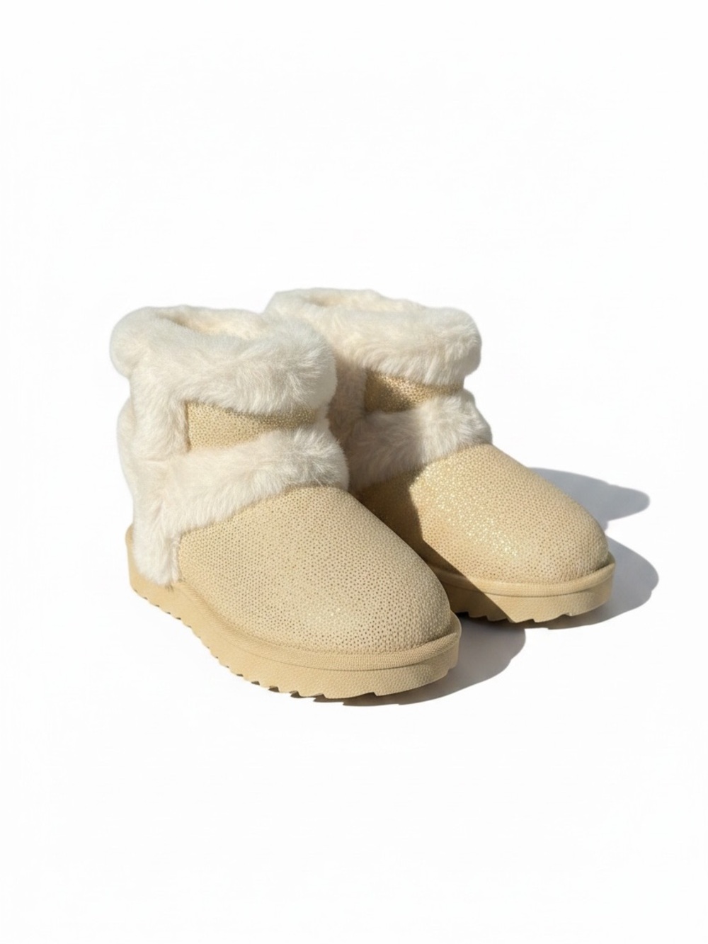 Cubufly Cream Faux-Fur Booties - Non-Slip Toddler 5